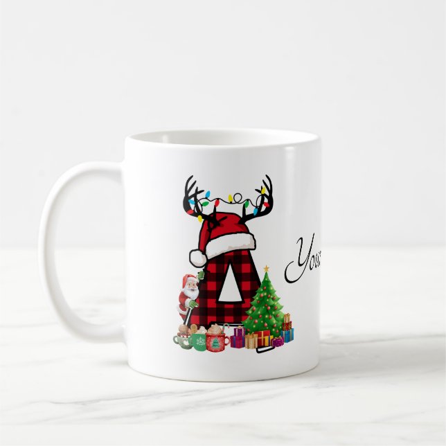 Monogrammed Family Christmas Personalise With Name Coffee Mug (Left)