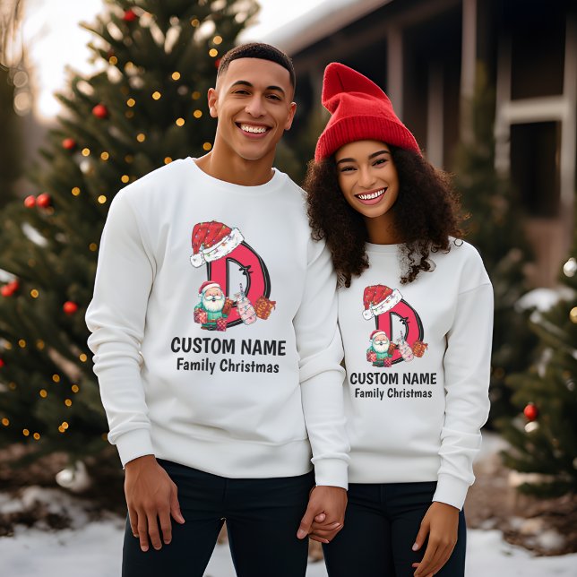 Monogrammed Family Christmas Personalise With Name T-Shirt (Creator Uploaded)