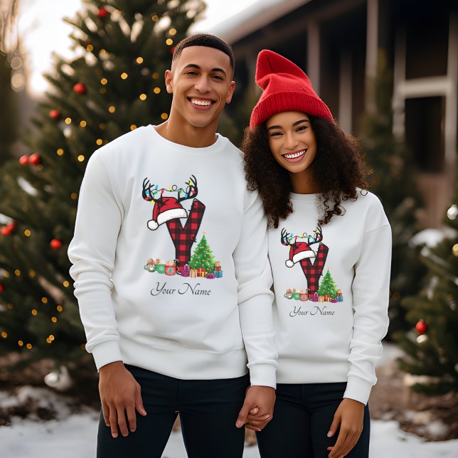 Monogrammed Family Christmas Personalise With Name T-Shirt (Creator Uploaded)
