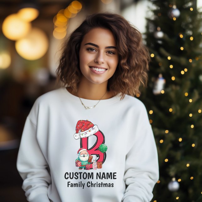 Monogrammed Family Christmas Personalise With Name T-Shirt (Creator Uploaded)