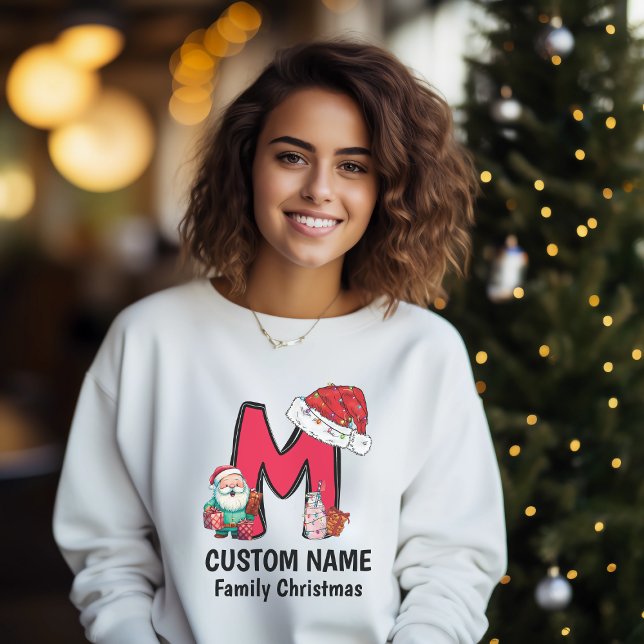 Monogrammed Family Christmas Personalise With Name T-Shirt (Creator Uploaded)