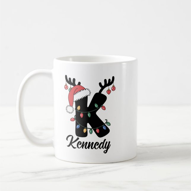 Monogrammed Family Christmas |Personalised Holiday Coffee Mug (Left)
