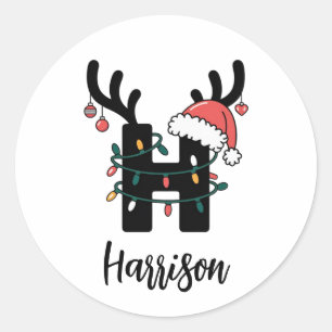 Monogrammed Family Christmas  Personalized Holiday Classic Round Sticker
