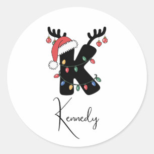 Monogrammed Family Christmas  Personalized Holiday Classic Round Sticker