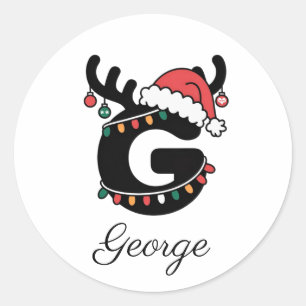 Monogrammed Family Christmas  Personalized Holiday Classic Round Sticker
