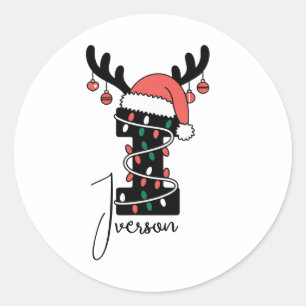 Monogrammed Family Christmas  Personalized Holiday Classic Round Sticker