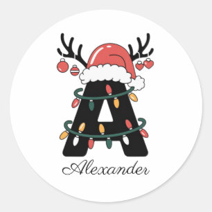 Monogrammed Family Christmas  Personalized Holiday Classic Round Sticker