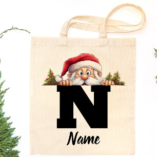 Monogrammed Family Christmas Personalized Santa Tote Bag