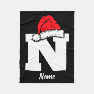 Monogrammed Family Christmas With Name  Fleece Blanket