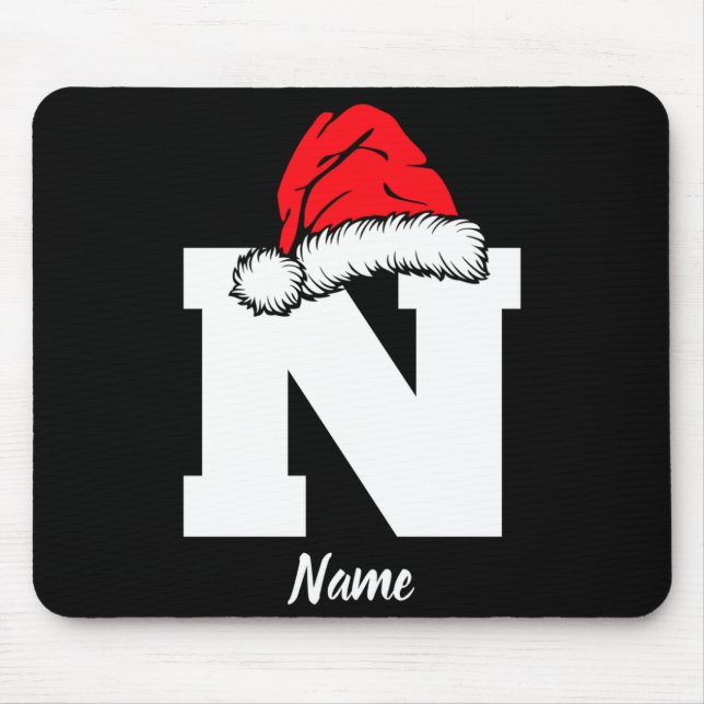Monogrammed Family Christmas With Name  Mouse Mat (Front)