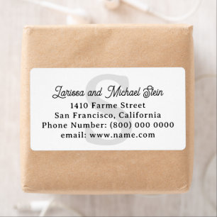 Monogrammed Family Name Address White
