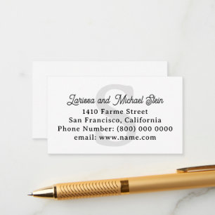 Monogrammed Family Name & Address White Enclosure Card