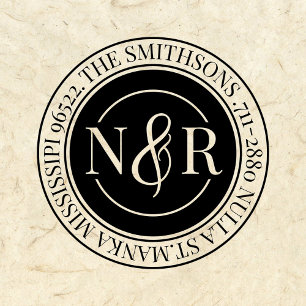    Monogrammed Family Name Return Address Circular Self-inking Stamp