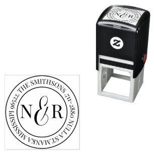 Monogrammed Family Name Return Address Circular Self-inking Stamp
