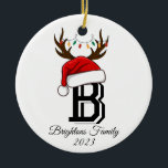 Monogrammed Family Name Santa Claus Christmas  Ceramic Tree Decoration<br><div class="desc">Monogrammed Family Name Santa Claus Christmas</div>