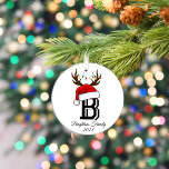Monogrammed Family Name Santa Claus Christmas  Ceramic Tree Decoration<br><div class="desc">Monogrammed Family Name Santa Claus Christmas</div>