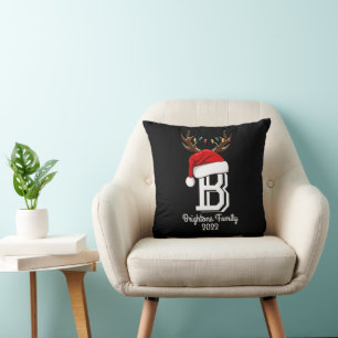 Monogrammed Family Name Santa Claus Christmas  Cushion