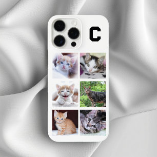 Monogrammed Family Pet 6 Square Photo Collage iPhone 16 Pro Max Case