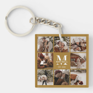 Monogrammed Family Photo Collage Monogram Gift Key Ring