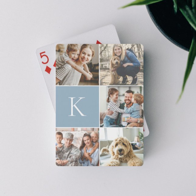 Monogrammed Family Photo Collage Playing Cards (Creator Uploaded)
