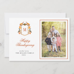 Monogrammed Family photo Thanksgiving   Announcement
