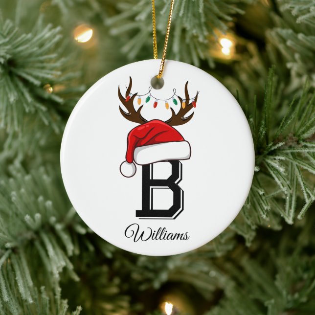 Monogrammed Family Santa Claus Christmas  Ceramic Tree Decoration (Tree)