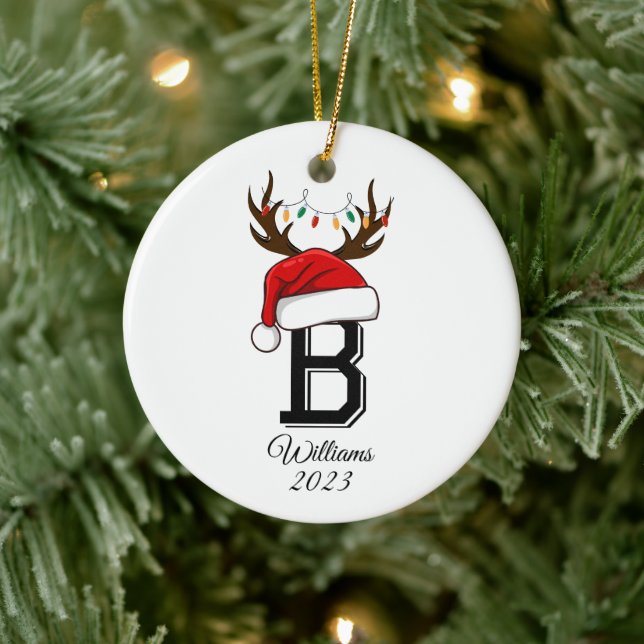 Monogrammed Family Santa Claus Christmas  Ceramic Tree Decoration (Tree)
