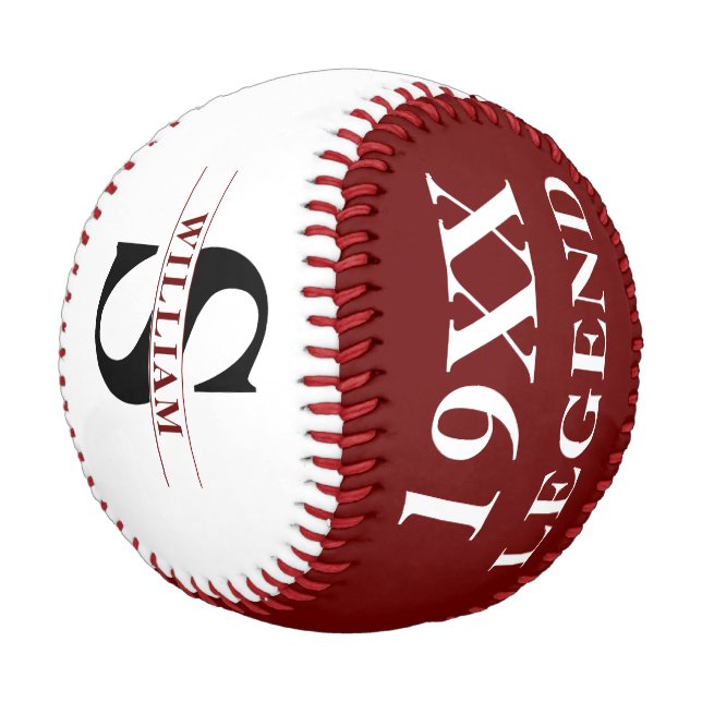 Monogrammed Father Birthday Legend Any Year Name Baseball (Angled)