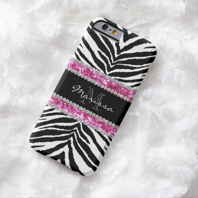 Monogrammed Faux Glitter Bling Rhinestone Girl's Case-Mate iPhone Case (In Situ)