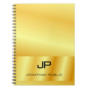 Monogrammed Faux Gold Custom Elegant Template Notebook