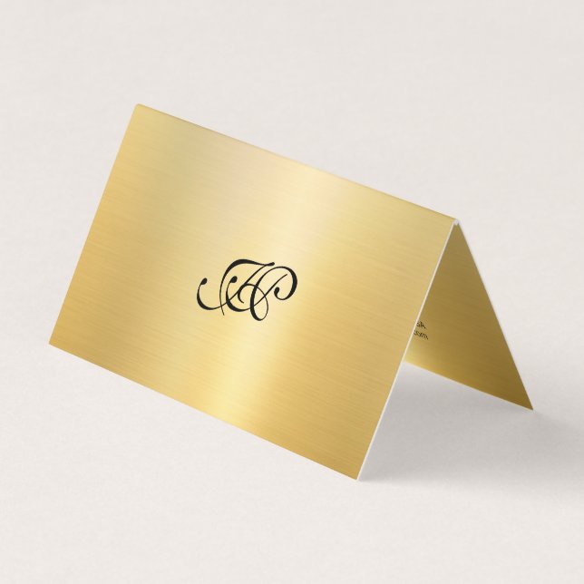 Monogrammed Faux Gold Elegant Calligraphy Script Business Card (Front)