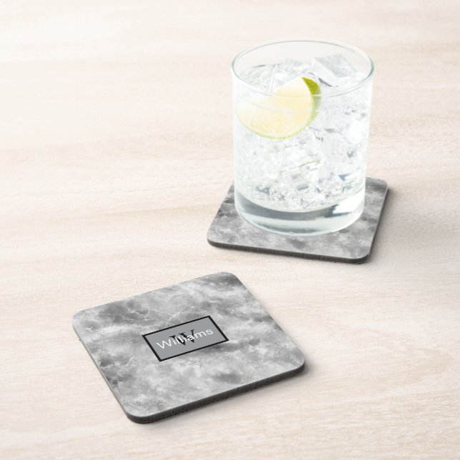 Monogrammed Faux Marble  Coaster (Right Side)