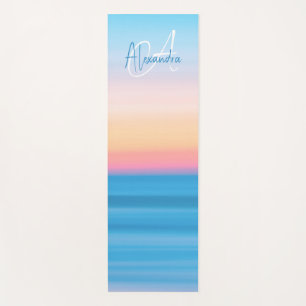 Monogrammed Feminine Pastel Beach Sunset Custom Yoga Mat