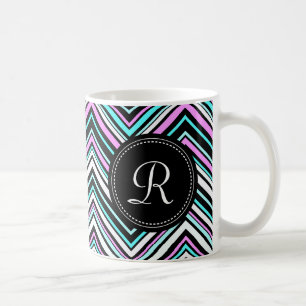 Monogrammed Feminine Tribal Chevron Pattern Coffee Mug