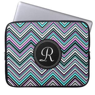 Monogrammed Feminine Tribal Chevron Pattern Laptop Sleeve