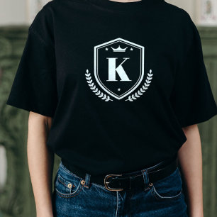 Monogrammed First Name Initial Laurel Wreath Badge T-Shirt