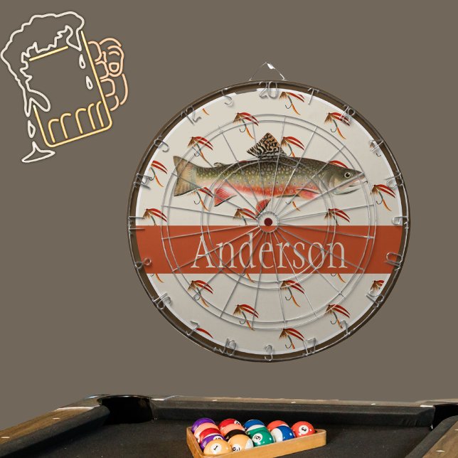 Monogrammed Fishermen Fly Fishing Brook Trout  Dartboard (Creator Uploaded)