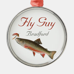 Monogrammed Fishermen  Fly Fishing lure  Metal Orn Tree Decoration