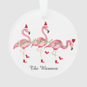 Monogrammed Flamingo Christmas ornament