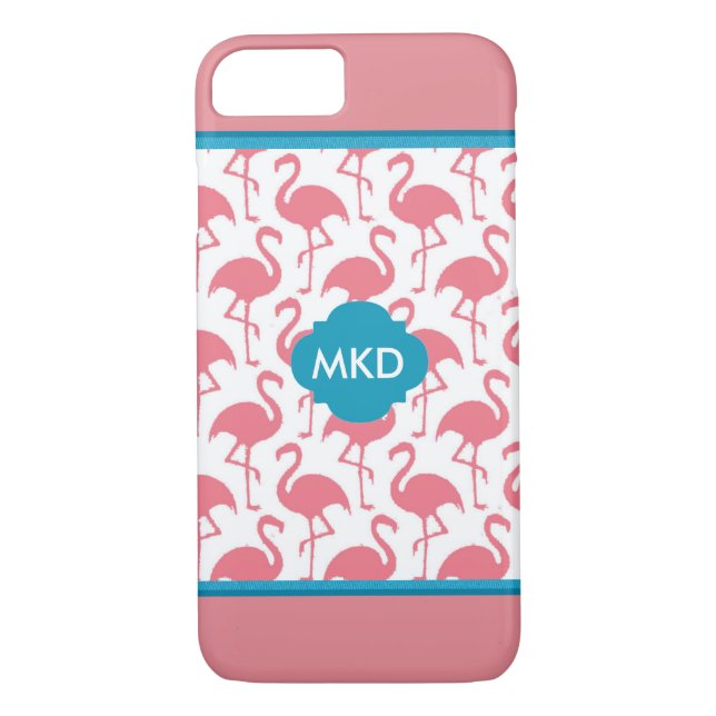 Monogrammed Flamingo iPhone Case (Back)