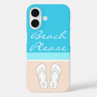 Monogrammed Flip Flops on Sand Modern Beach Please