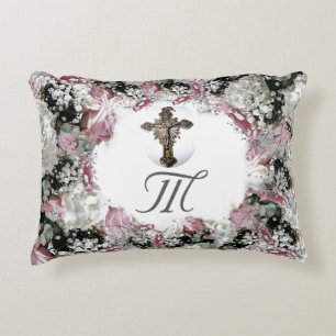 Monogrammed Floral Accent Pillow