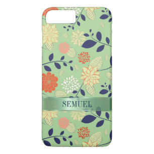 Monogrammed Floral Design Metallic Accent iPhone 8 Plus/7 Plus Case