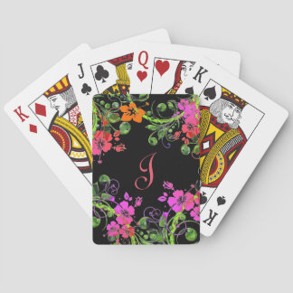 Monogrammed Floral Design Playing Cards