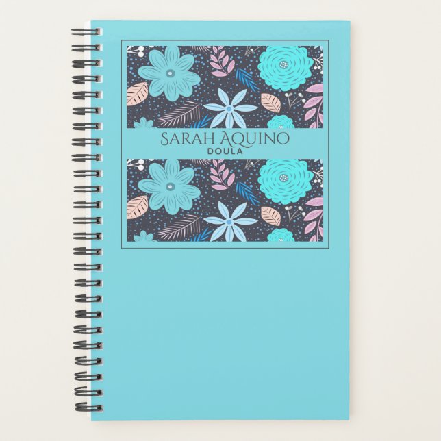 Monogrammed Floral Doula Or Midwife Planner (Front)
