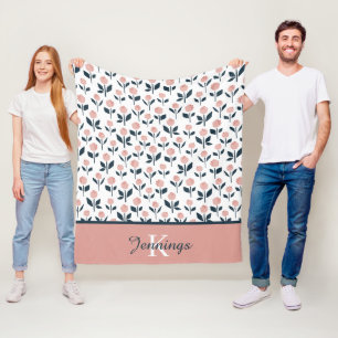 Monogrammed Floral Fleece Blanket