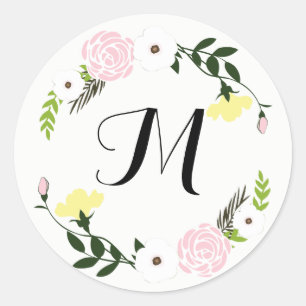 Monogrammed Floral Garden Wedding Sticker
