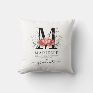 Monogrammed Floral Graduation Cushion
