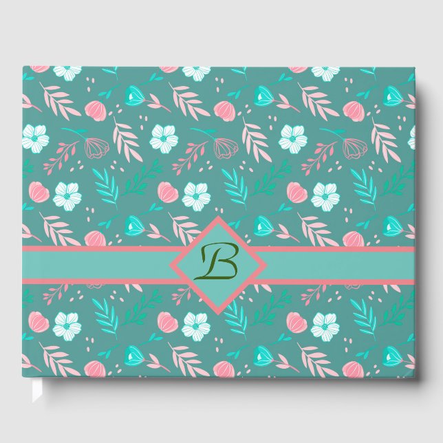 Monogrammed Floral Guest Book (Front)