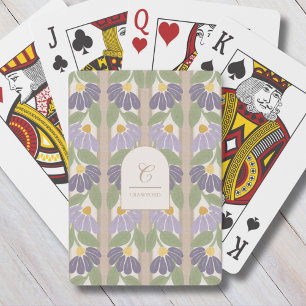 Monogrammed Floral Playing Cards 
